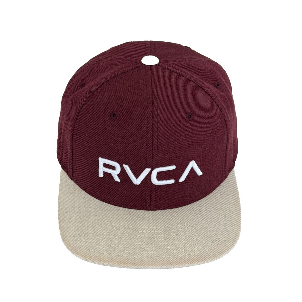 RVCA Snapback Truckers Cap Burgundy Hat Embroidered 3D Logo